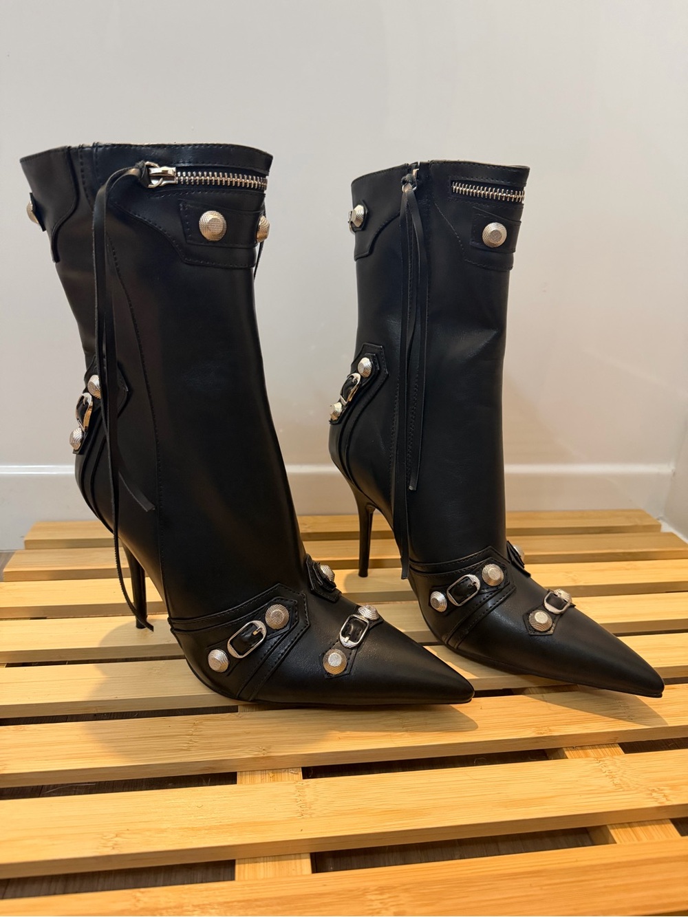 Trendy Studded Pointed-Toe Stiletto Boots - Women